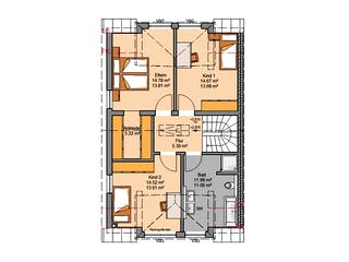 Fertighaus Doppelhaus Viseo von Kern-Haus Schlüsselfertig ab 388900€, Satteldach-Klassiker Grundriss 2