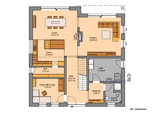 Massivhaus STADTVILLA PALLAS von Kern-Haus Chemnitz Schlüsselfertig ab 497900€, Stadtvilla Grundriss 1