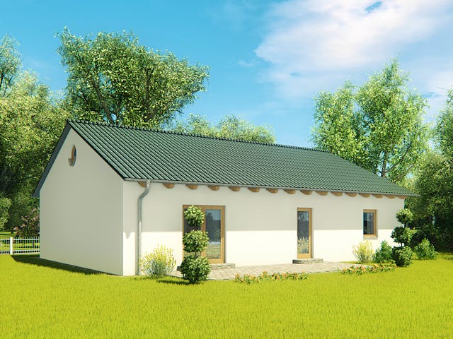 Massivhaus Bungalow 115D von KLINKER HAUS Schlüsselfertig ab 283300€, Bungalow Außenansicht 1