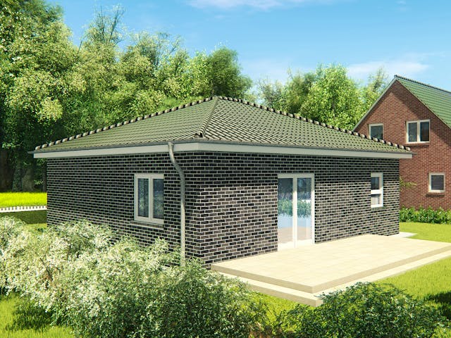Massivhaus Bungalow 61 von KLINKER HAUS Schlüsselfertig ab 194300€, Bungalow Außenansicht 1 Massivhaus Bungalow 61 von KLINKER HAUS Schlüsselfertig ab 194300€, Bungalow Außenansicht 1
