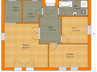 Massivhaus Bungalow 85 von KLINKER HAUS Schlüsselfertig ab 230200€, Bungalow Grundriss 1