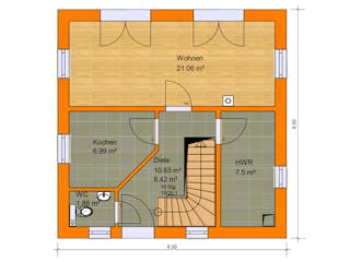 Massivhaus Stadtvilla Florenz 1 von KLINKER HAUS Schlüsselfertig ab 270800€, Stadtvilla Grundriss 1