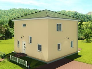 Massivhaus Stadtvilla Florenz 2 von KLINKER HAUS Schlüsselfertig ab 291600€, Stadtvilla Außenansicht 4