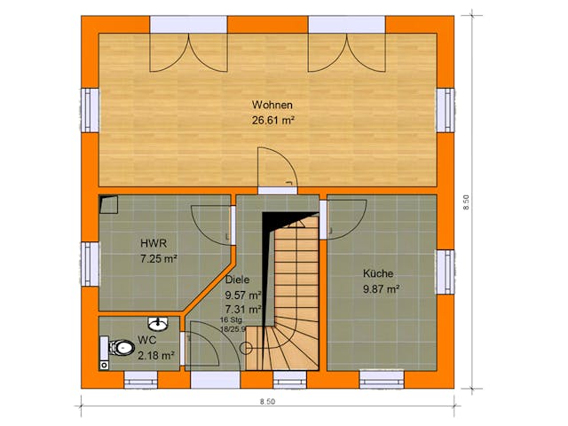 Massivhaus Stadtvilla Florenz 2 von KLINKER HAUS Schlüsselfertig ab 291600€, Stadtvilla Grundriss 1