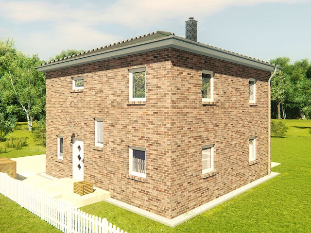 Massivhaus Stadtvilla Florenz 3 von KLINKER HAUS Schlüsselfertig ab 314000€, Stadtvilla Außenansicht 1