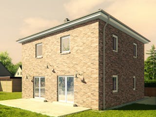 Massivhaus Stadtvilla Florenz 3 von KLINKER HAUS Schlüsselfertig ab 314000€, Stadtvilla Außenansicht 2