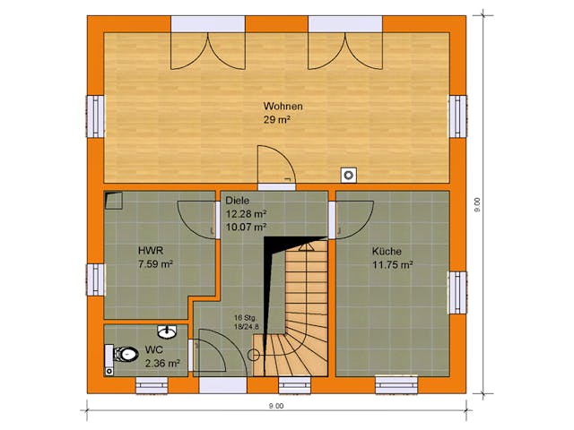Massivhaus Stadtvilla Florenz 3 von KLINKER HAUS Schlüsselfertig ab 314000€, Stadtvilla Grundriss 1
