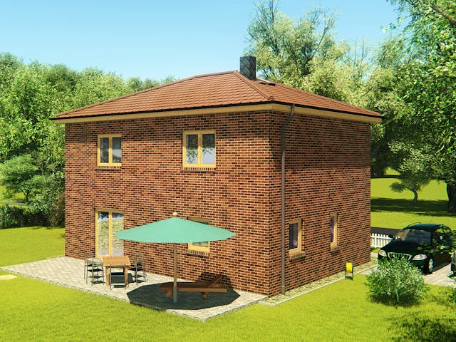 Massivhaus Stadtvilla Grosseto 3 von KLINKER HAUS Schlüsselfertig ab 312900€, Stadtvilla Außenansicht 1