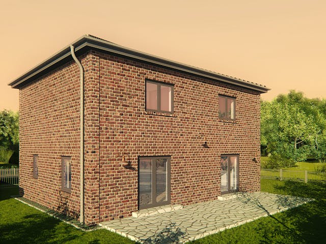 Massivhaus Stadtvilla Grosseto 4 von KLINKER HAUS Schlüsselfertig ab 326600€, Stadtvilla Außenansicht 1