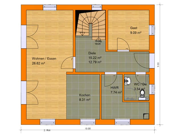 Massivhaus Stadtvilla Lucca 1 von KLINKER HAUS Schlüsselfertig ab 335900€, Stadtvilla Grundriss 1