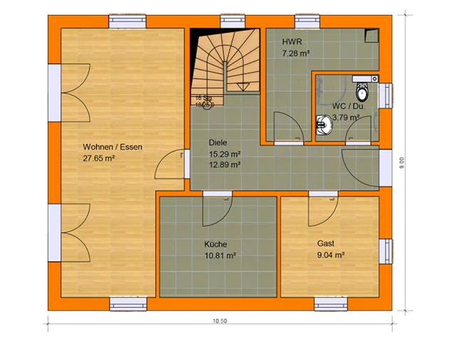 Massivhaus Stadtvilla Lucca 2 von KLINKER HAUS Schlüsselfertig ab 347000€, Stadtvilla Grundriss 1