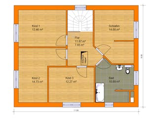 Massivhaus Stadtvilla Lucca 3 von KLINKER HAUS Schlüsselfertig ab 356700€, Stadtvilla Grundriss 2