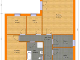 Massivhaus Winkelbungalow 100 von KLINKER HAUS Schlüsselfertig ab 257700€, Bungalow Grundriss 1