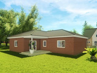 Massivhaus Winkelbungalow 115 von KLINKER HAUS Schlüsselfertig ab 283900€, Bungalow Außenansicht 1