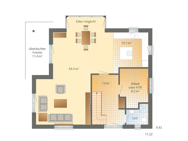 Fertighaus Kolding von Danhaus Deutschland Schlüsselfertig ab 449092€, Satteldach-Klassiker Grundriss 1