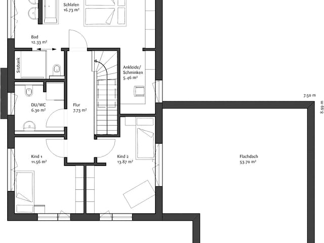 Fertighaus Musterhaus LaRocca von FischerHaus Schlüsselfertig ab 571044€, Satteldach-Klassiker Grundriss 2