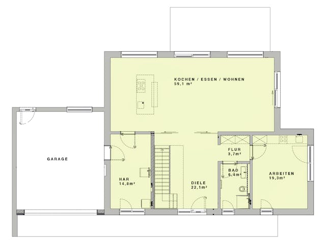 Massivhaus Bauhaus 245 von Lechner Massivhaus, Cubushaus Grundriss 1