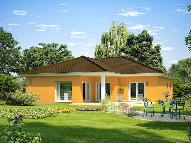 Massivhaus Bungalow 140 B von Lechner Massivhaus, Bungalow Außenansicht 1