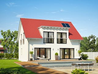 Massivhaus Familyhaus 130 von Lechner Massivhaus, Satteldach-Klassiker Außenansicht 1