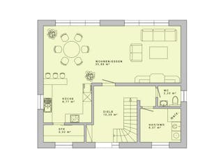 Massivhaus Familyhaus 130 von Lechner Massivhaus, Satteldach-Klassiker Grundriss 1