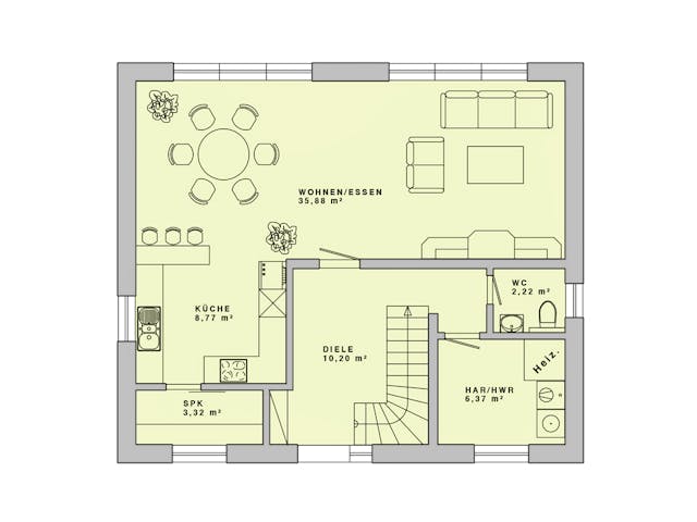 Massivhaus Familyhaus 130 von Lechner Massivhaus, Satteldach-Klassiker Grundriss 1