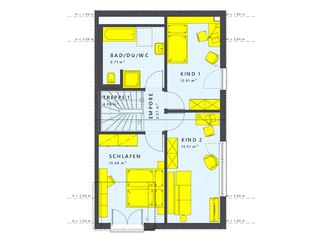 Fertighaus SOLUTION 124 L V2 von Living Fertighaus Schlüsselfertig ab 345264€, Satteldach-Klassiker Grundriss 2