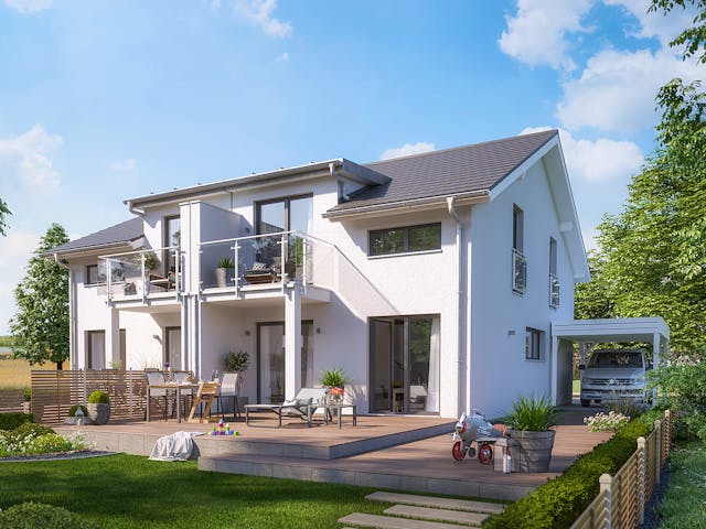 Fertighaus SOLUTION 125 L V3 von Living Fertighaus Schlüsselfertig ab 375021€, Satteldach-Klassiker Außenansicht 1 Fertighaus SOLUTION 125 L V3 von Living Fertighaus Schlüsselfertig ab 375021€, Satteldach-Klassiker Außenansicht 1