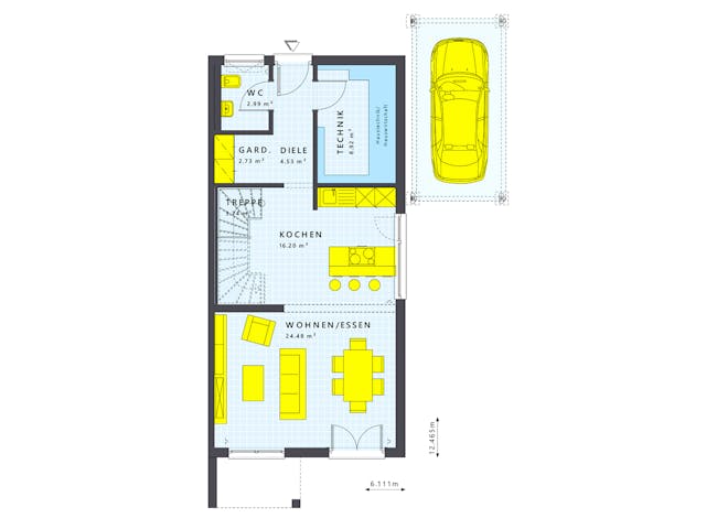 Fertighaus SOLUTION 125 L V3 von Living Fertighaus Schlüsselfertig ab 375021€, Satteldach-Klassiker Grundriss 1