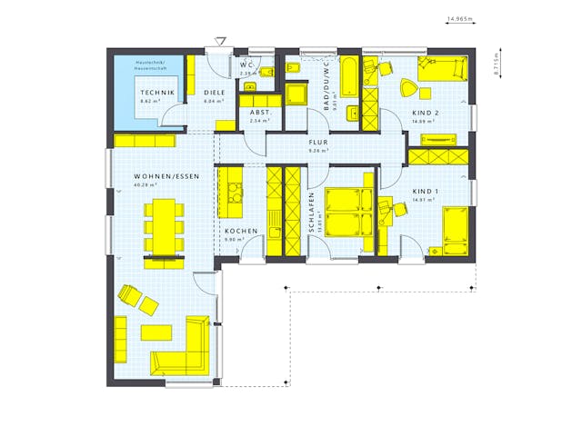 Fertighaus SOLUTION 110 V4 von Living Fertighaus Schlüsselfertig ab 330749€, Bungalow Grundriss 1