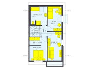 Fertighaus SOLUTION 124 V3 von Living Fertighaus Schlüsselfertig ab 340812€, Satteldach-Klassiker Grundriss 2