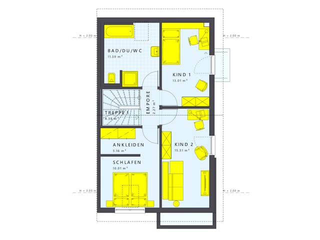 Fertighaus SOLUTION 124 V3 von Living Fertighaus Schlüsselfertig ab 340812€, Satteldach-Klassiker Grundriss 2