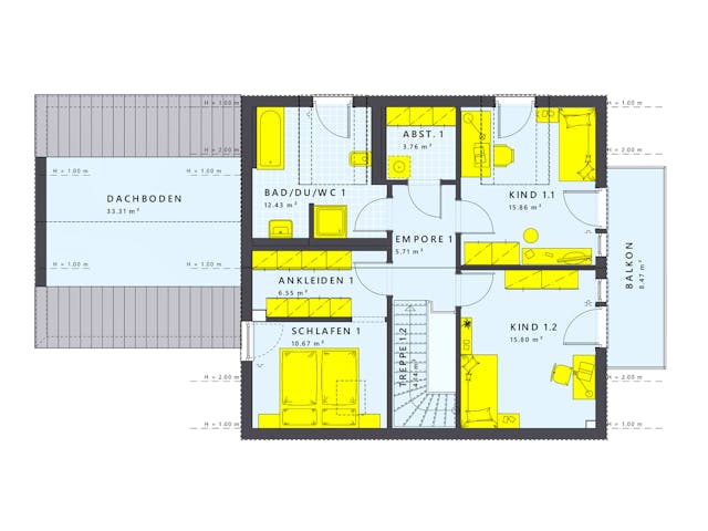 Fertighaus SOLUTION 183V2 von Living Fertighaus Schlüsselfertig ab 476579€, Satteldach-Klassiker Innenansicht 2