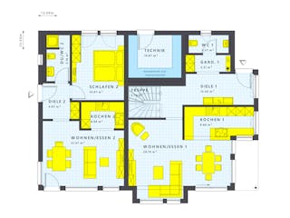 Fertighaus SOLUTION 230 V4 von Living Fertighaus Schlüsselfertig ab 538329€, Satteldach-Klassiker Grundriss 1