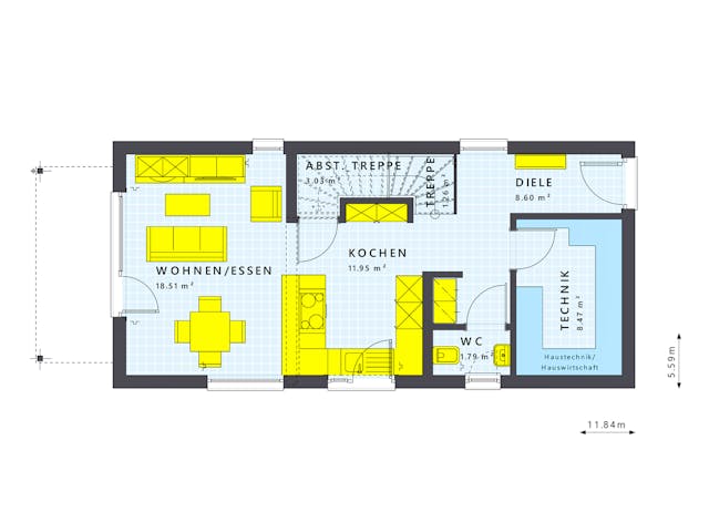 Fertighaus SUNSHINE 107 V2 von Living Fertighaus Schlüsselfertig ab 294817€, Satteldach-Klassiker Innenansicht 1