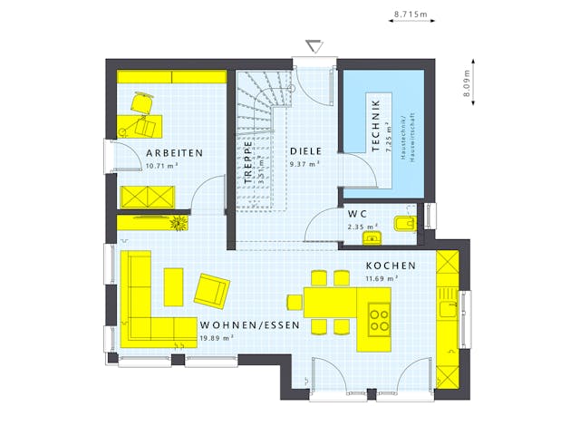 Fertighaus SUNSHINE 113 V8 von Living Fertighaus Schlüsselfertig ab 322902€, Cubushaus Grundriss 1