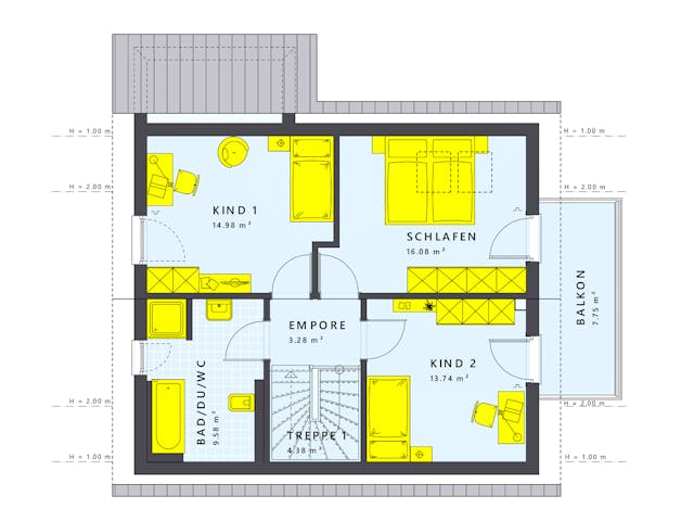 Fertighaus SUNSHINE 125 V2 von Living Fertighaus Schlüsselfertig ab 302278€, Satteldach-Klassiker Grundriss 2