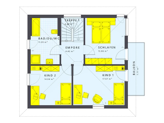 Fertighaus SUNSHINE 136 V7 von Living Fertighaus Ausbauhaus ab 343096€, Stadtvilla Grundriss 2