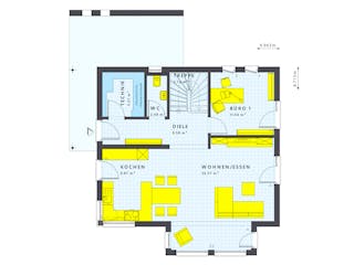 Fertighaus SUNSHINE 143 Mülheim-Kärlich von Living Fertighaus, Satteldach-Klassiker Grundriss 1