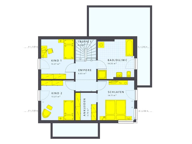 Fertighaus SUNSHINE 143 V5 von Living Fertighaus Schlüsselfertig ab 325537€, Satteldach-Klassiker Grundriss 2