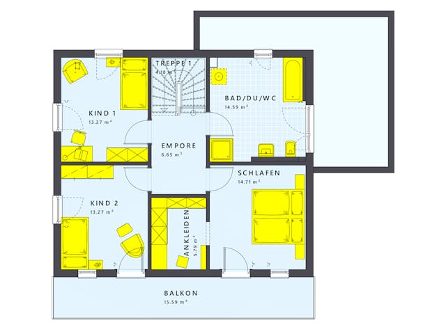 Fertighaus SUNSHINE 143 V7 von Living Fertighaus Schlüsselfertig ab 354271€, Cubushaus Innenansicht 2