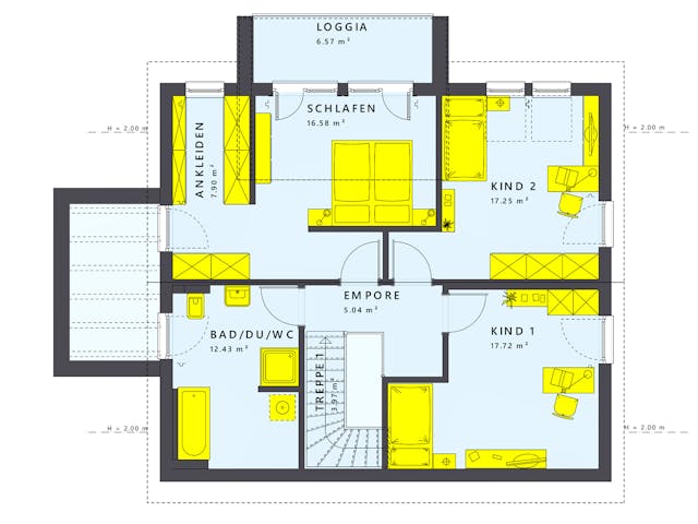 Fertighaus SUNSHINE 165 V5 von Living Fertighaus Schlüsselfertig ab 359290€, Satteldach-Klassiker Grundriss 2