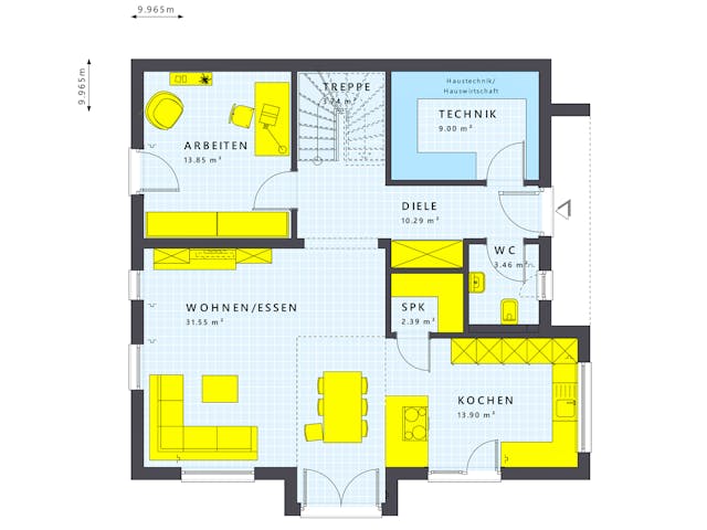 Fertighaus SUNSHINE 167 V7 von Living Fertighaus Schlüsselfertig ab 398244€, Cubushaus Innenansicht 1