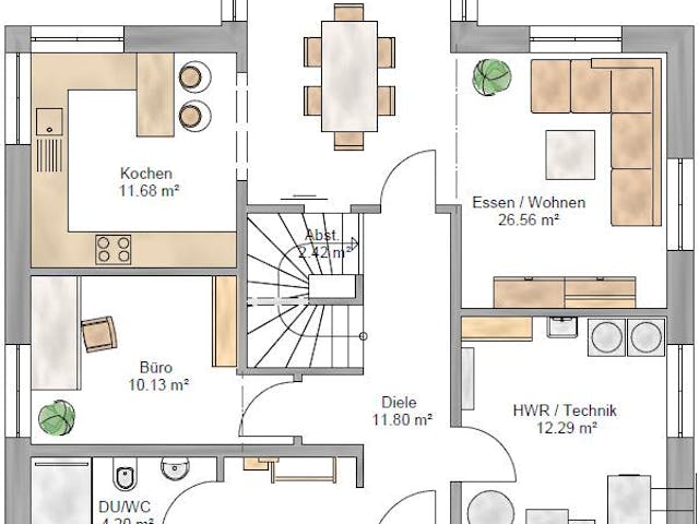 Fertighaus Lifestyle 156 von Suckfüll Energiesparhaus Schlüsselfertig ab 447131€, Satteldach-Klassiker Grundriss 1
