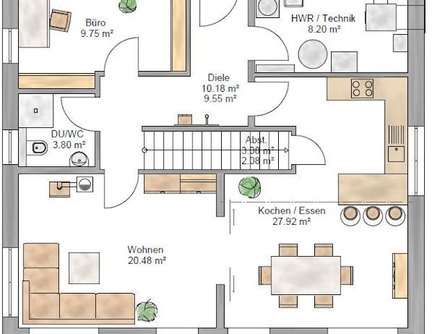 Fertighaus Lifestyle 163 von Suckfüll Energiesparhaus Schlüsselfertig ab 434588€, Satteldach-Klassiker Grundriss 1