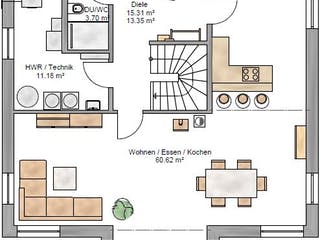 Fertighaus Lifestyle 177 von Suckfüll Energiesparhaus Schlüsselfertig ab 477563€, Satteldach-Klassiker Grundriss 1