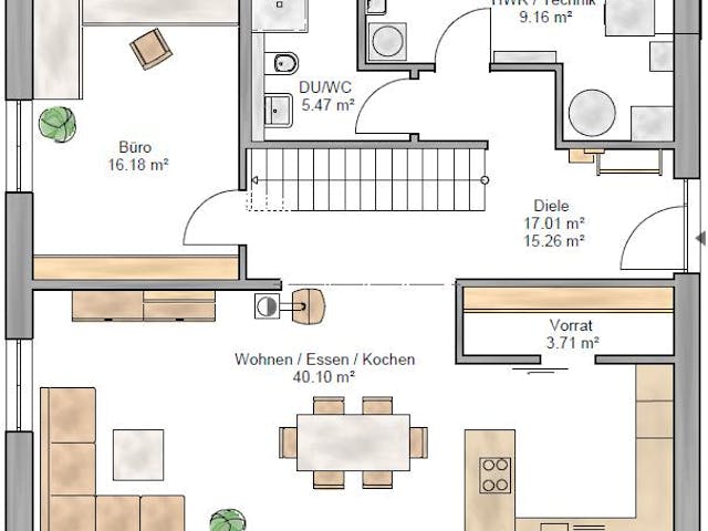 Fertighaus Lifestyle 179 von Suckfüll Energiesparhaus Schlüsselfertig ab 459956€, Satteldach-Klassiker Grundriss 1