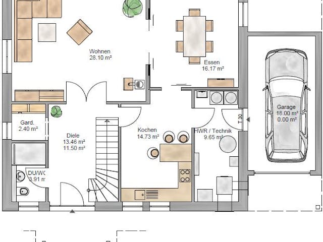 Fertighaus Lifestyle 219 - inkl. überbauter Garage von Suckfüll Energiesparhaus Schlüsselfertig ab 534094€, Grundriss 1