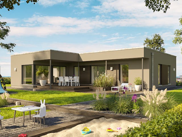 Fertighaus SOLUTION 110 V4 von Living Fertighaus Schlüsselfertig ab 395550€, Bungalow Außenansicht 1