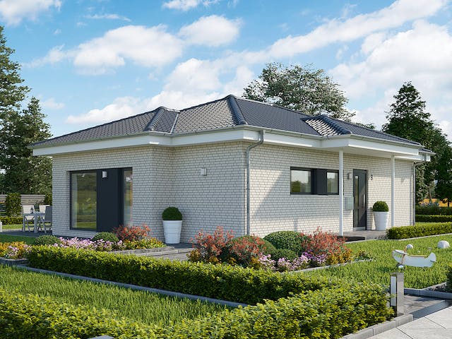 Fertighaus SOLUTION 82 V3 von Living Fertighaus Schlüsselfertig ab 278297€, Bungalow Außenansicht 1