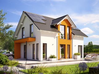 Fertighaus SUNSHINE 125 V3 von Living Fertighaus Schlüsselfertig ab 302278€, Satteldach-Klassiker Außenansicht 1